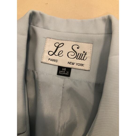 Le Suit New York Women Jacket 14 Clueless Preppy Office Siren Blue 3 Buttons - Picture 7 of 9